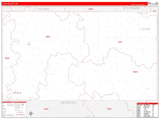 Logan County, ND RedLine style ZIP Code wall map
