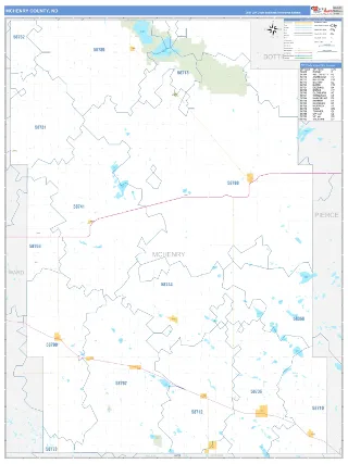 McHenry County, ND Business Reference style ZIP Code wall map