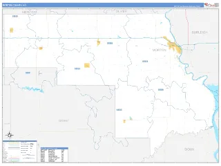 Morton County, ND Business Reference style ZIP Code wall map