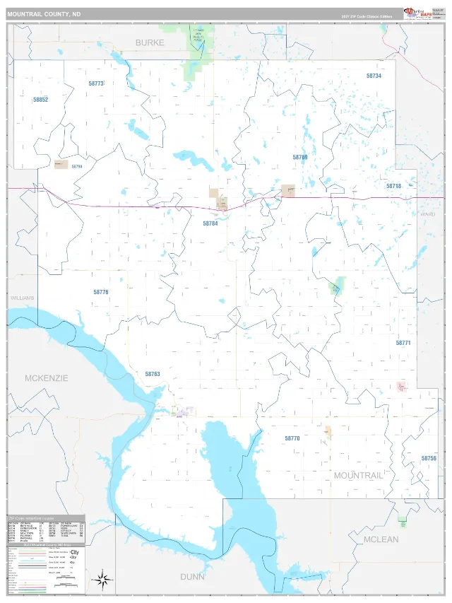 Mountrail County, ND ZIP Code Wall Map, Classic style