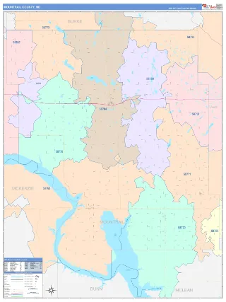 Mountrail County, ND ColorCast style ZIP Code wall map