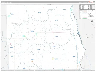 Pembina County, ND Classic style ZIP Code wall map