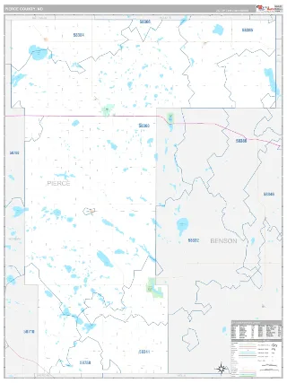 Pierce County, ND Classic style ZIP Code wall map