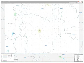 Ransom County, ND Classic style ZIP Code wall map