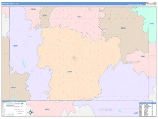Ransom County, ND ColorCast style ZIP Code wall map