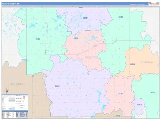 Rolette County, ND ColorCast style ZIP Code wall map