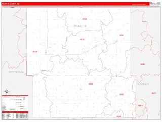 Rolette County, ND RedLine style ZIP Code wall map