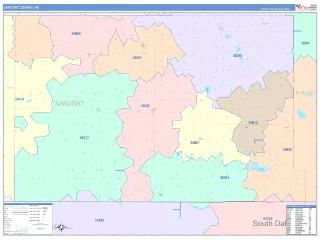 Sargent County, ND ColorCast style ZIP Code wall map