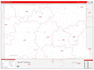 Sargent County, ND RedLine style ZIP Code wall map