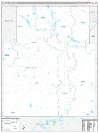 Sheridan County, ND Classic style ZIP Code wall map