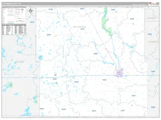 Stutsman County, ND Classic style ZIP Code wall map