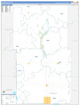 Towner County, ND Business Reference style ZIP Code wall map