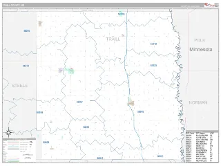 Traill County, ND Classic style ZIP Code wall map