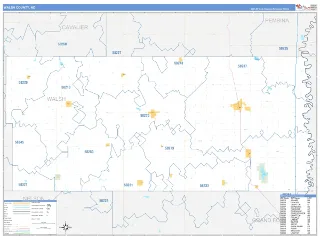 Walsh County, ND Business Reference style ZIP Code wall map