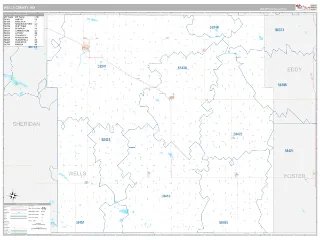 Wells County, ND Classic style ZIP Code wall map