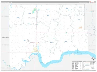 Williams County, ND Classic style ZIP Code wall map