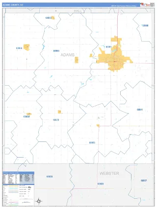 Adams County, NE Business Reference style ZIP Code wall map