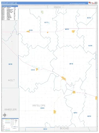 Antelope County, NE Business Reference style ZIP Code wall map