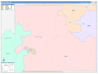 Arthur County, NE ColorCast style ZIP Code wall map