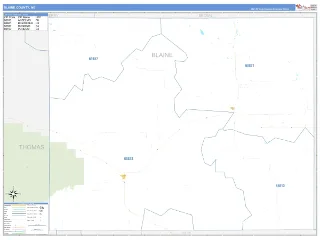 Blaine County, NE Business Reference style ZIP Code wall map