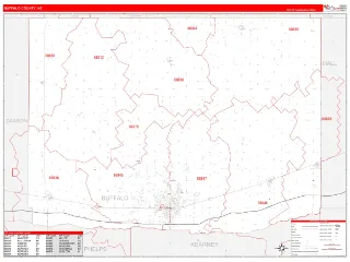 Buffalo County, NE RedLine style ZIP Code wall map