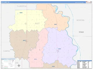 Burt County, NE ColorCast style ZIP Code wall map