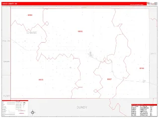 Chase County, NE RedLine style ZIP Code wall map