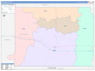 Cheyenne County, NE ColorCast style ZIP Code wall map