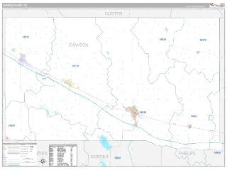 Dawson County, NE Classic style ZIP Code wall map
