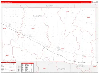 Dawson County, NE RedLine style ZIP Code wall map