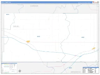 Deuel County, NE Business Reference style ZIP Code wall map