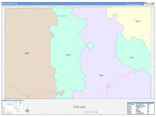 Dundy County, NE ColorCast style ZIP Code wall map