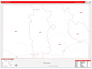 Dundy County, NE RedLine style ZIP Code wall map