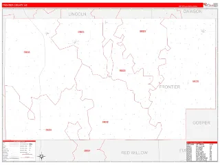 Frontier County, NE RedLine style ZIP Code wall map