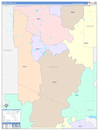 Garden County, NE ColorCast style ZIP Code wall map