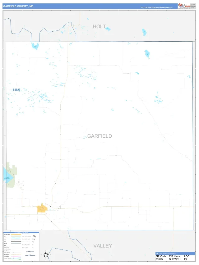 Garfield County, NE ZIP Code Wall Map, Business Reference style