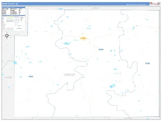 Grant County, NE Business Reference style ZIP Code wall map
