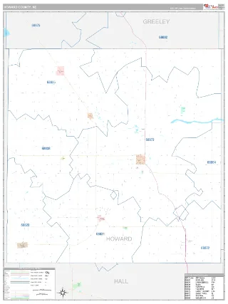 Howard County, NE Classic style ZIP Code wall map