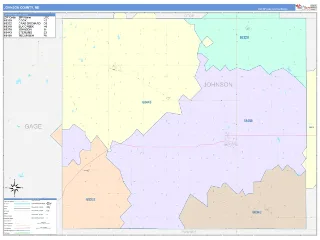 Johnson County, NE ColorCast style ZIP Code wall map