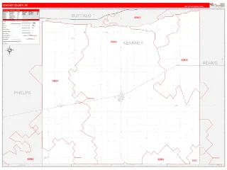 Kearney County, NE RedLine style ZIP Code wall map