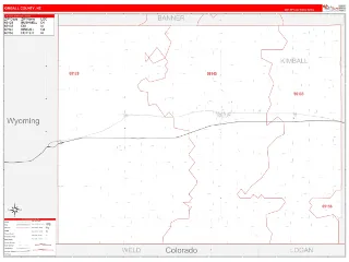 Kimball County, NE RedLine style ZIP Code wall map