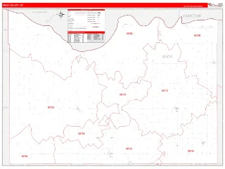 Knox County, NE RedLine style ZIP Code wall map