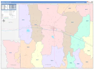 Lincoln County, NE ColorCast style ZIP Code wall map