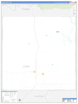 Logan County, NE Business Reference style ZIP Code wall map