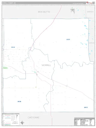 Morrill County, NE Classic style ZIP Code wall map
