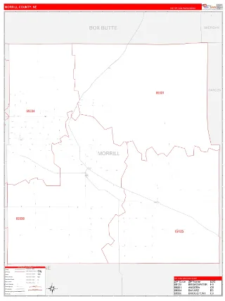 Morrill County, NE RedLine style ZIP Code wall map