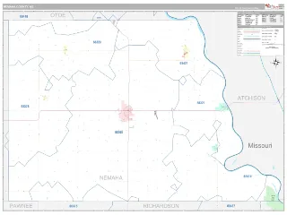 Nemaha County, NE Classic style ZIP Code wall map