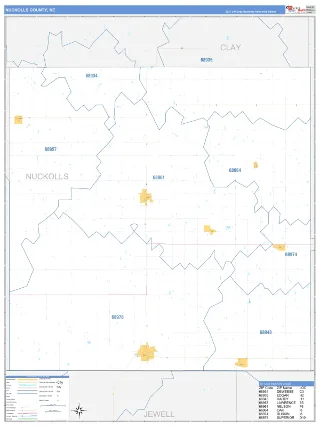 Nuckolls County, NE Business Reference style ZIP Code wall map