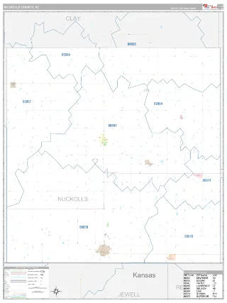 Nuckolls County, NE Classic style ZIP Code wall map