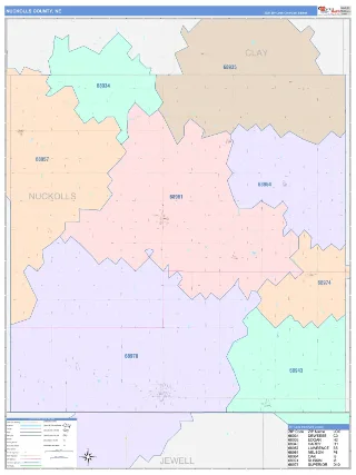 Nuckolls County, NE ColorCast style ZIP Code wall map